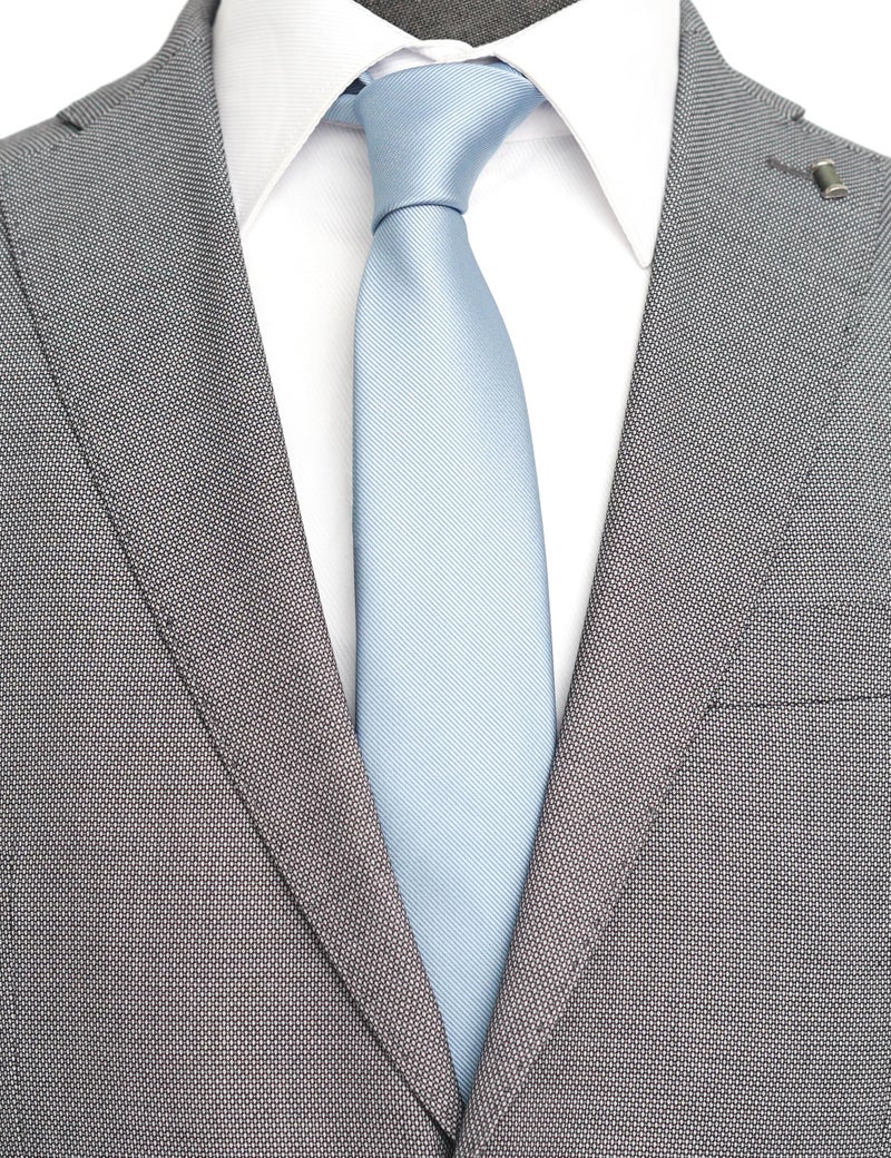 ZENXUS Solid Skinny Ties for Men, 2.5 inch Slim Dusty Blue Ties Bulk for Wedding and Activities, 5-Pack - Image 2